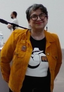 Sabrina Vourvoulias at Mundos Alternos reading at Queens Museum, May 2019